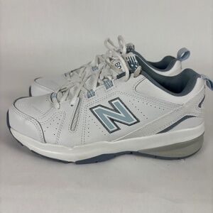 New Balance, 608 V5 Women's Athletic Shoes, White Blue, Comfort Insert Size 8.5